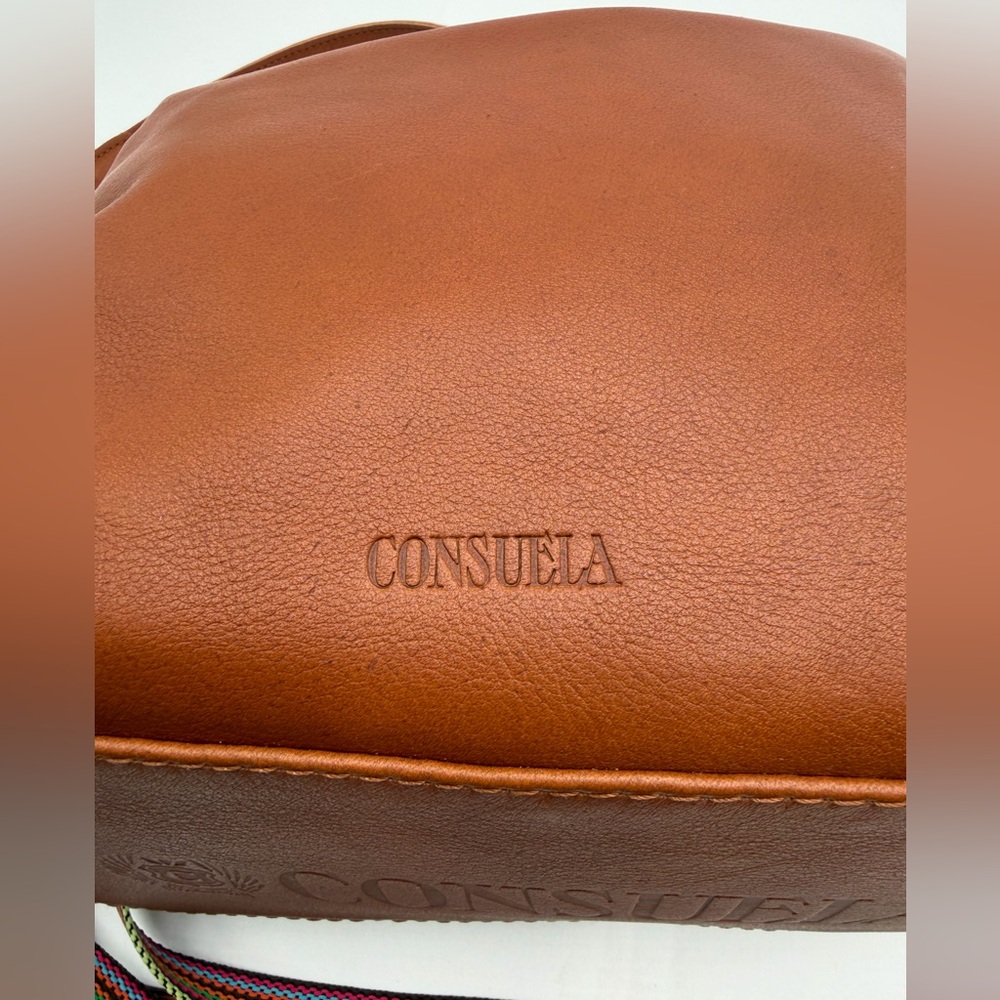 Consuela Brown Leather Hobo with Pink & Orange Accent Strap - Picture 7 of 8